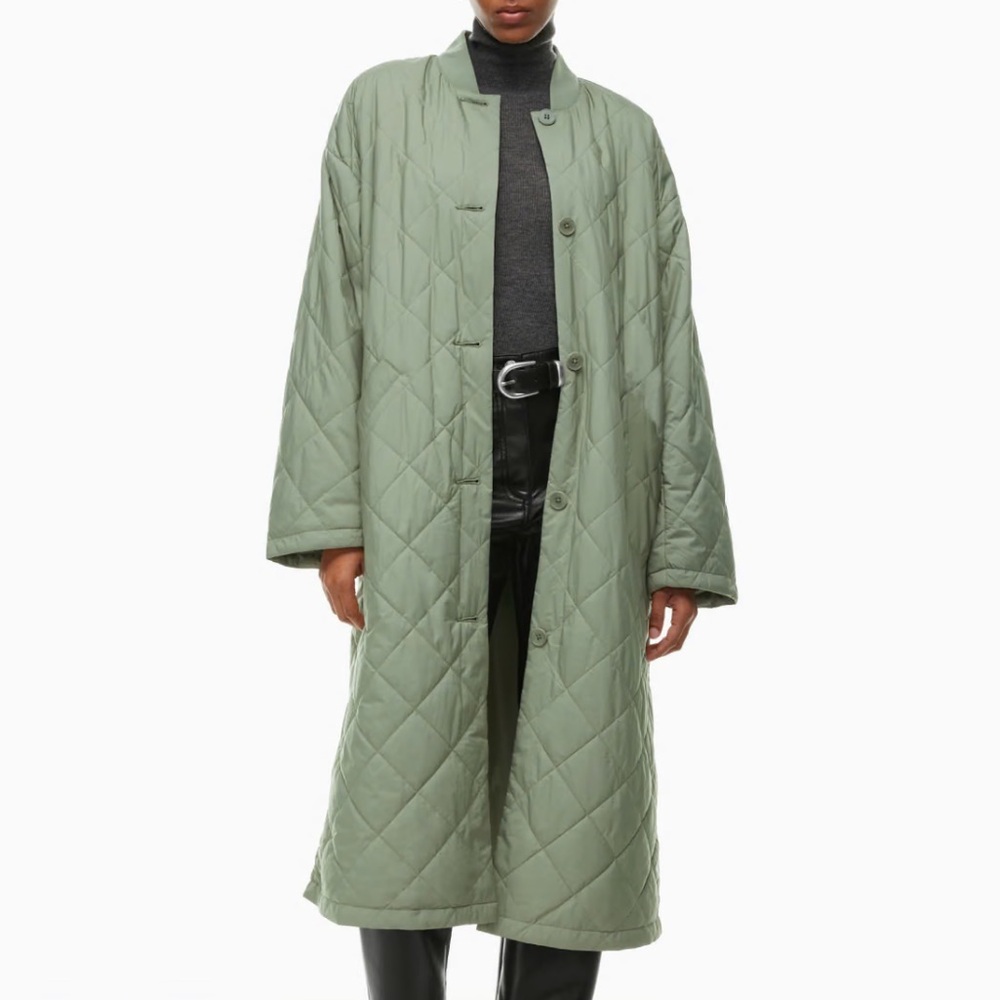 Green Quilted Long Jacket - Aritzia Wilfred